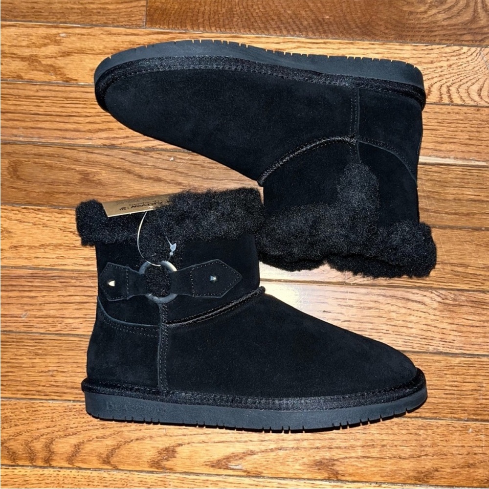 BearPaw Wren Faux Shearling Lined Bootie Black Suede Women’s Size 10 Winter - Picture 7 of 11